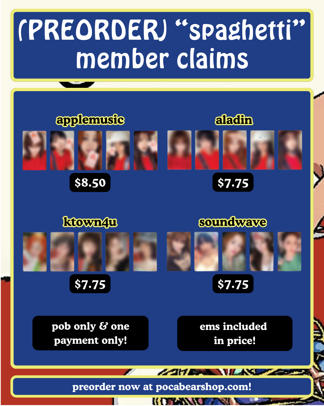 (PREORDER) "spaghetti" standard ver pob member claims